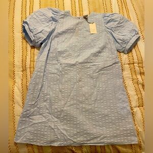 100% cotton light blue dress with puffy sleeves. New with tags. Size XXL